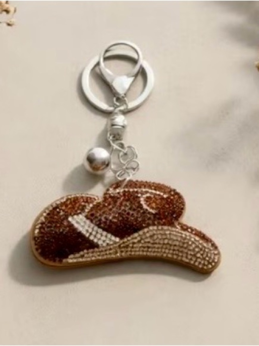 $42.00- Brown Crystal Cowboy Hat Bag Charm